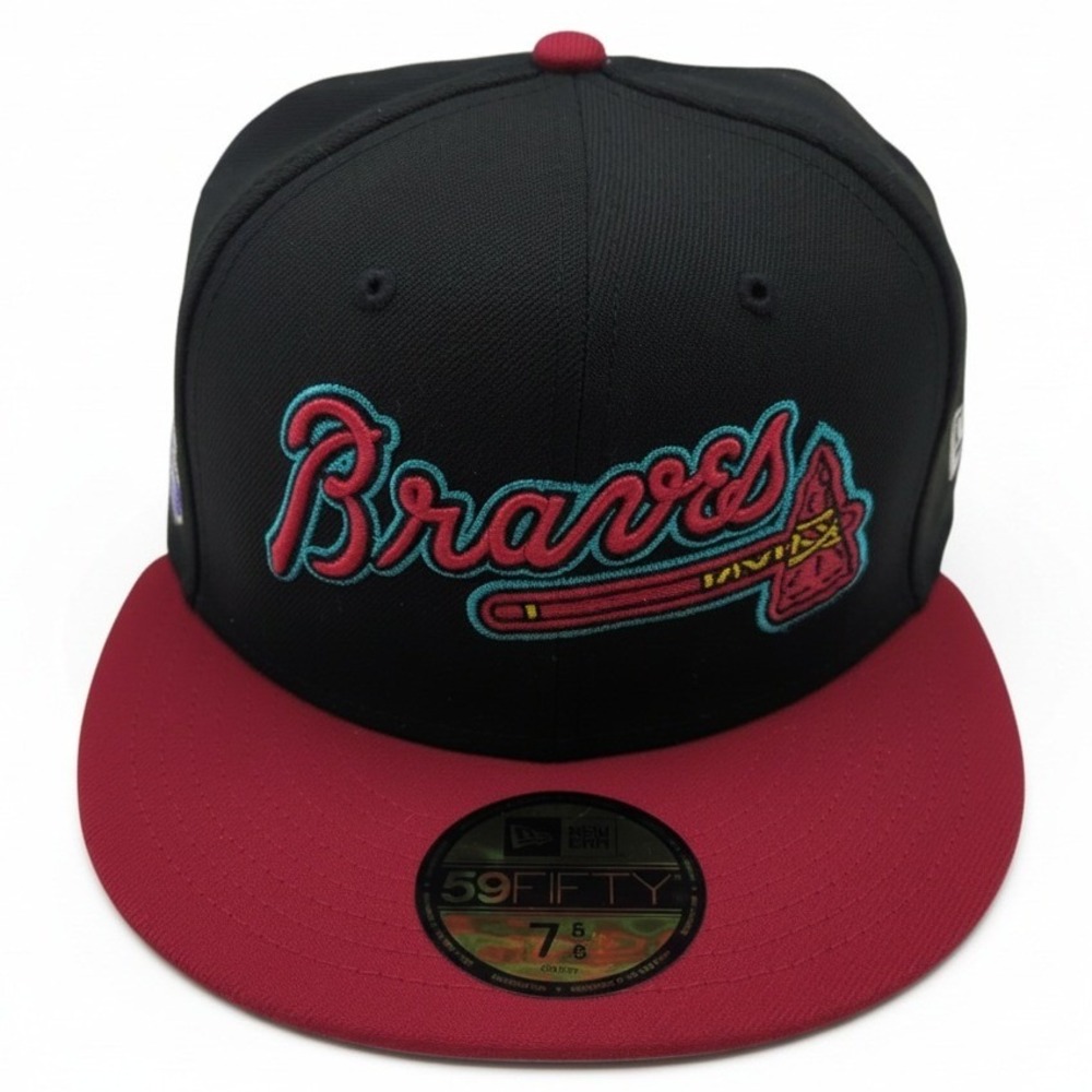 New Era 59FIFTY Atlanta Braves Retro Spring Training Hat 7 5/8 Side Patch Black